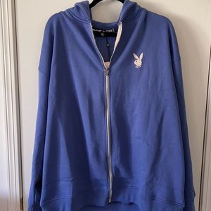 Oversized PlayboyxMissguided zip-up hoodie size L